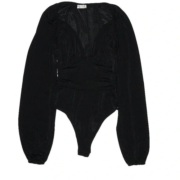 Intimately Free People In Your Arms Black Long Sleeve Thong Bodysuit XS - Picture 2 of 5